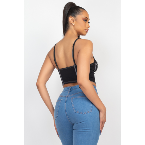 Bustier Sleeveless Ribbed Top - Picture 4 of 7